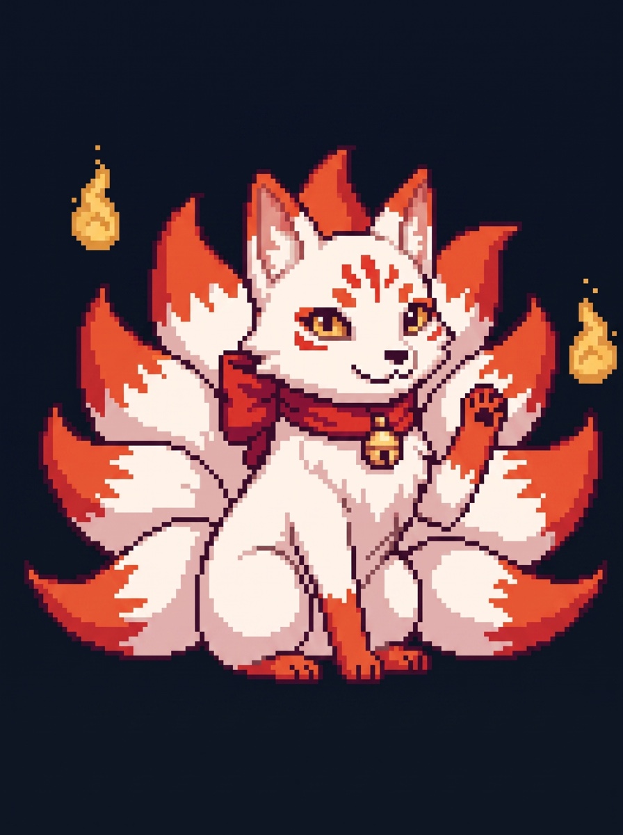 Kon, the white kitsune sensei, waving hello
